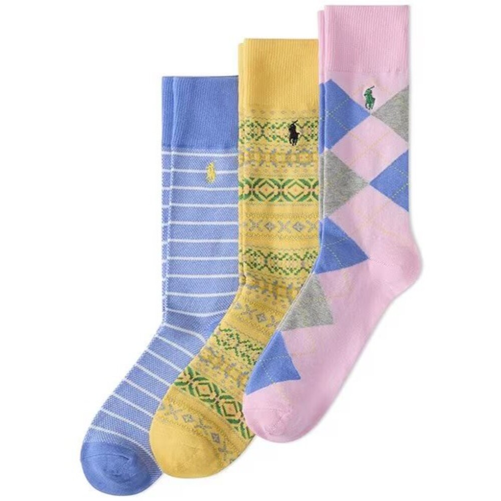 NWT NIP POLO RALPH LAUREN Men's Socks 3-Pack Pastel Dress socks gift box